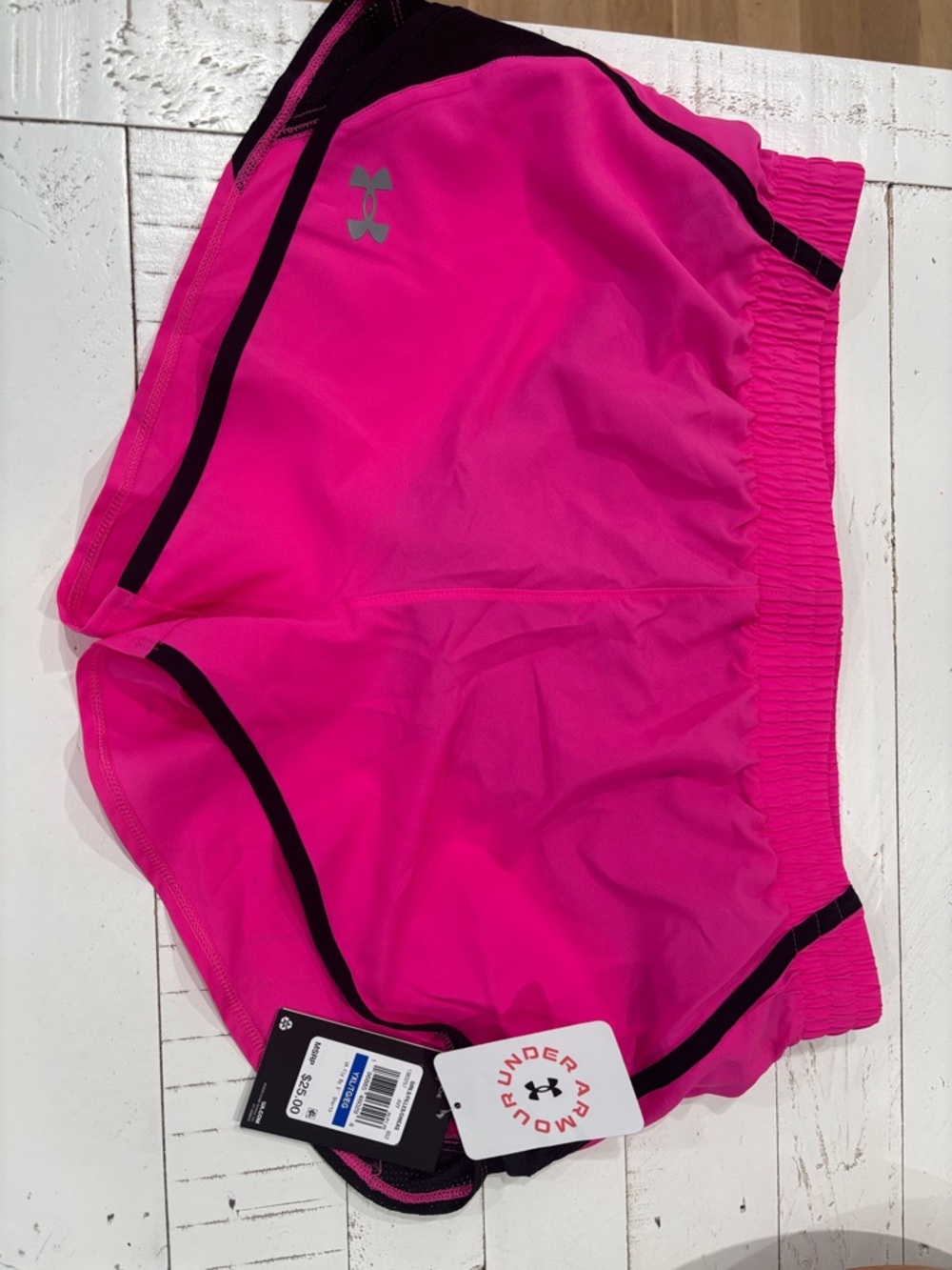 Under Armour Hot Pink Girls' Running Shorts with Black Trim